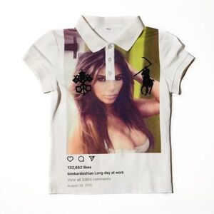 Kim White Graphic Polo Shirt